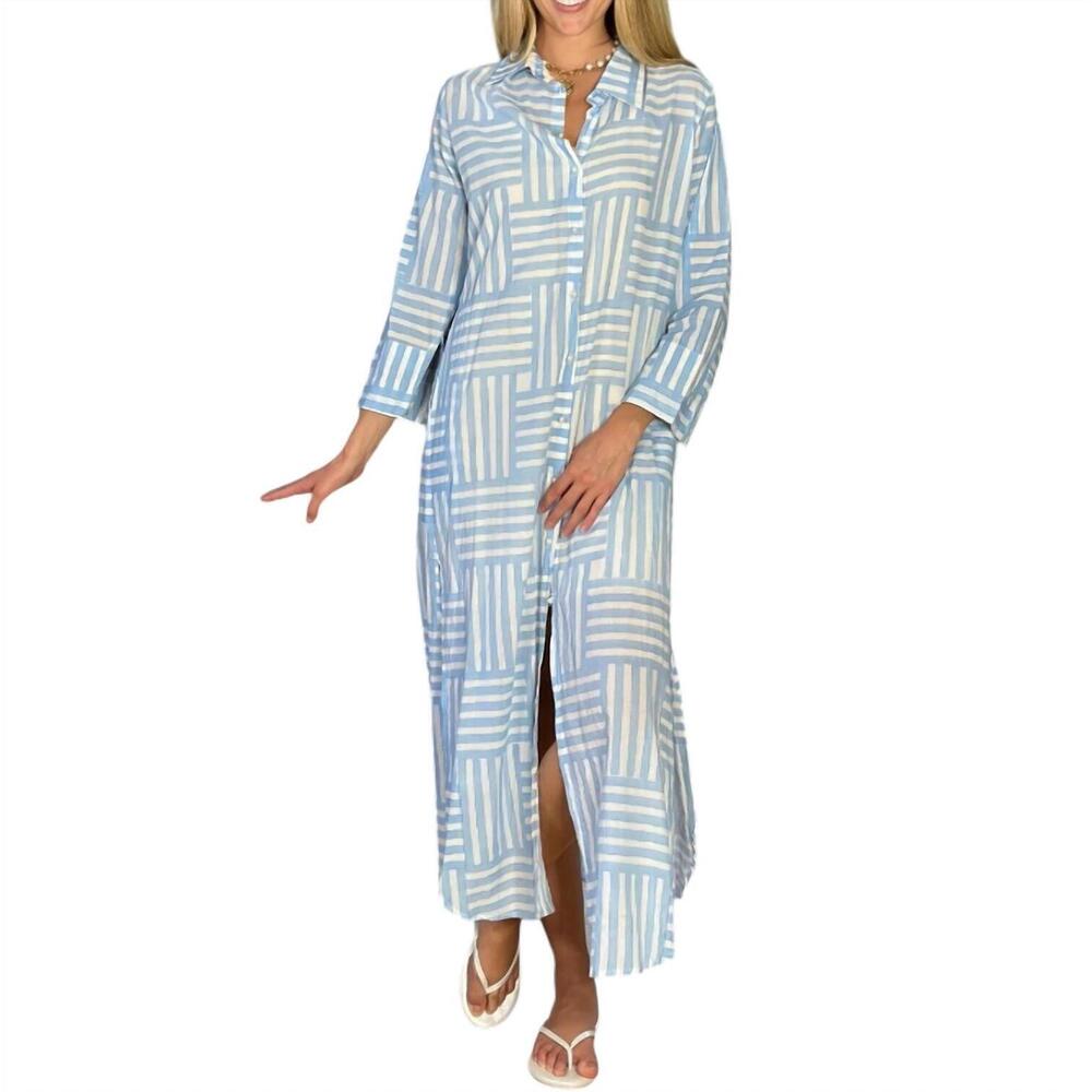 NEW JUST DARVINY dar dress in stripe french blue